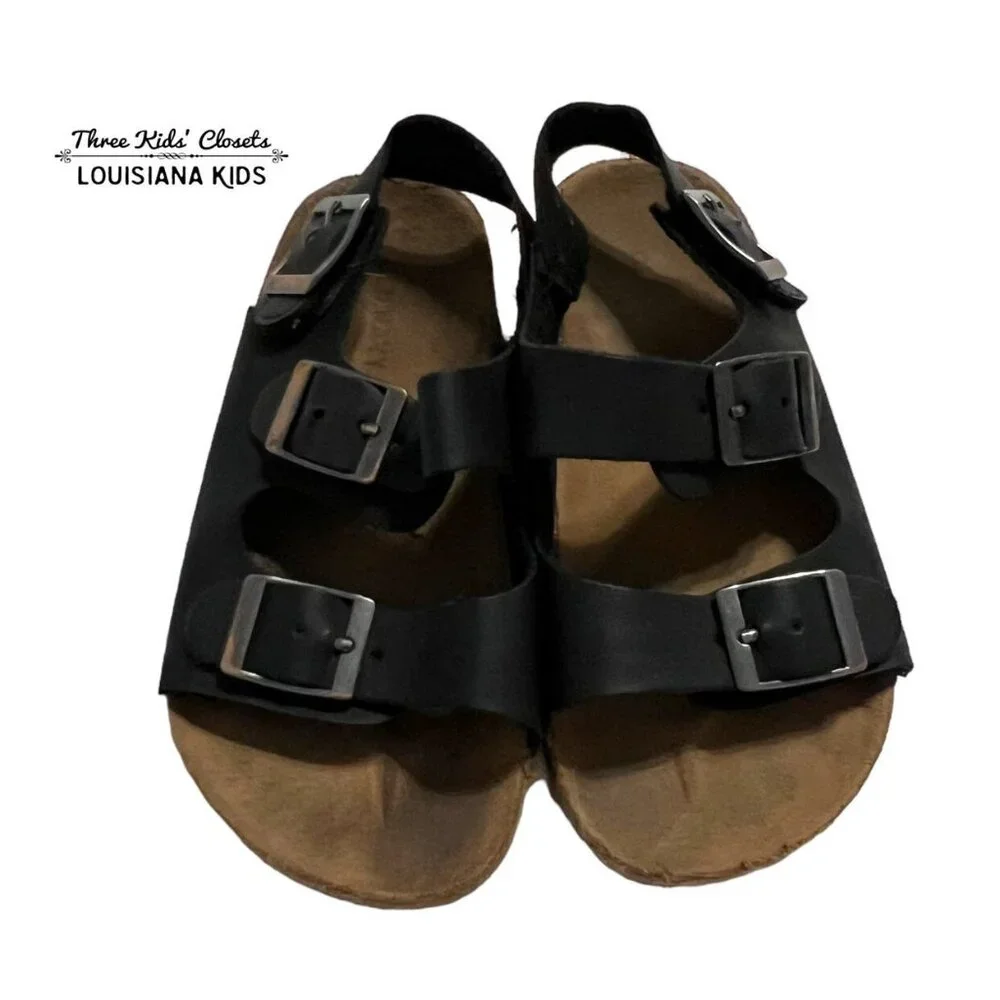 Old Navy Sz 9 Black Faux Leather Sandals
